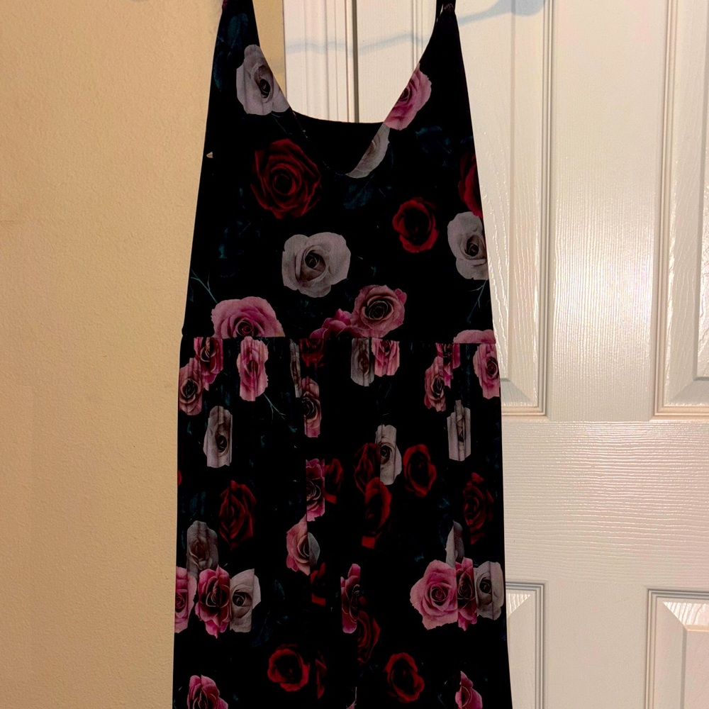 Blackmilk dark rose floral maxi dress m